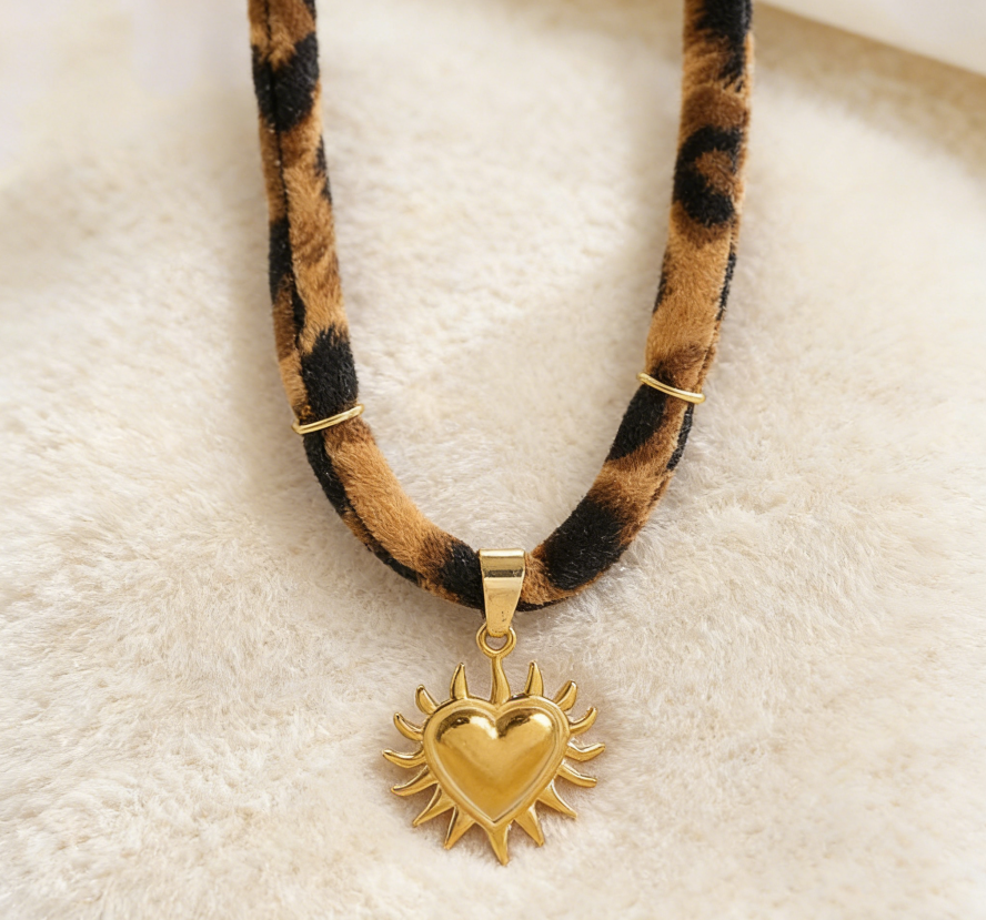 Leopard Print Ribbon Necklace