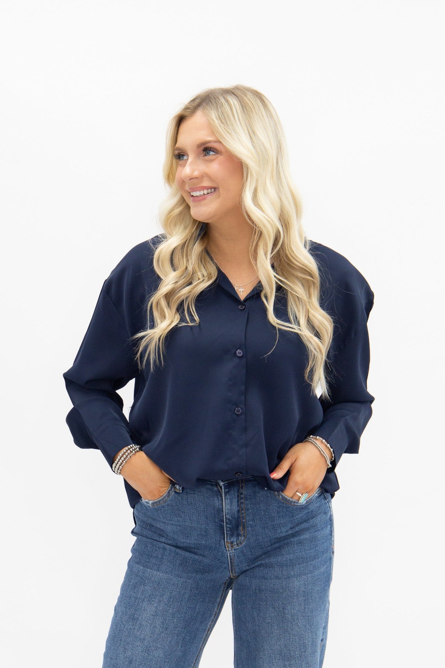 Kathryn Classic Button-Up, Navy