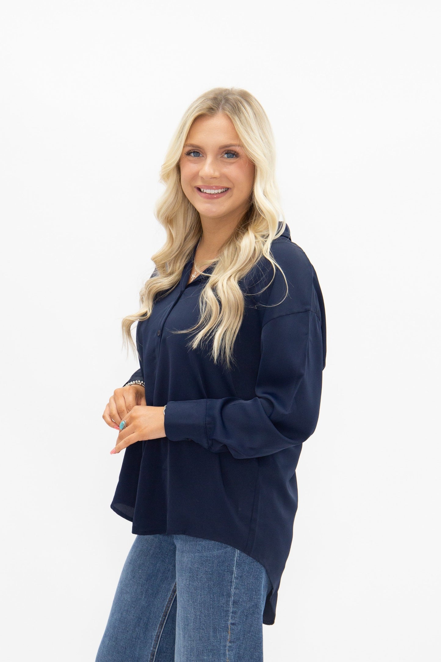 Kathryn Classic Button-Up, Navy