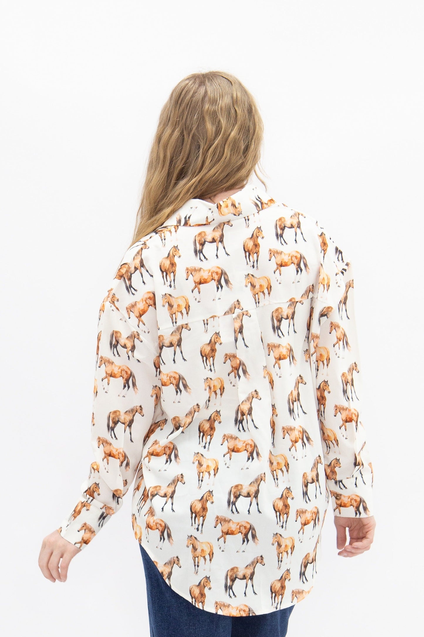 Kathryn Button-Up, Horse Print