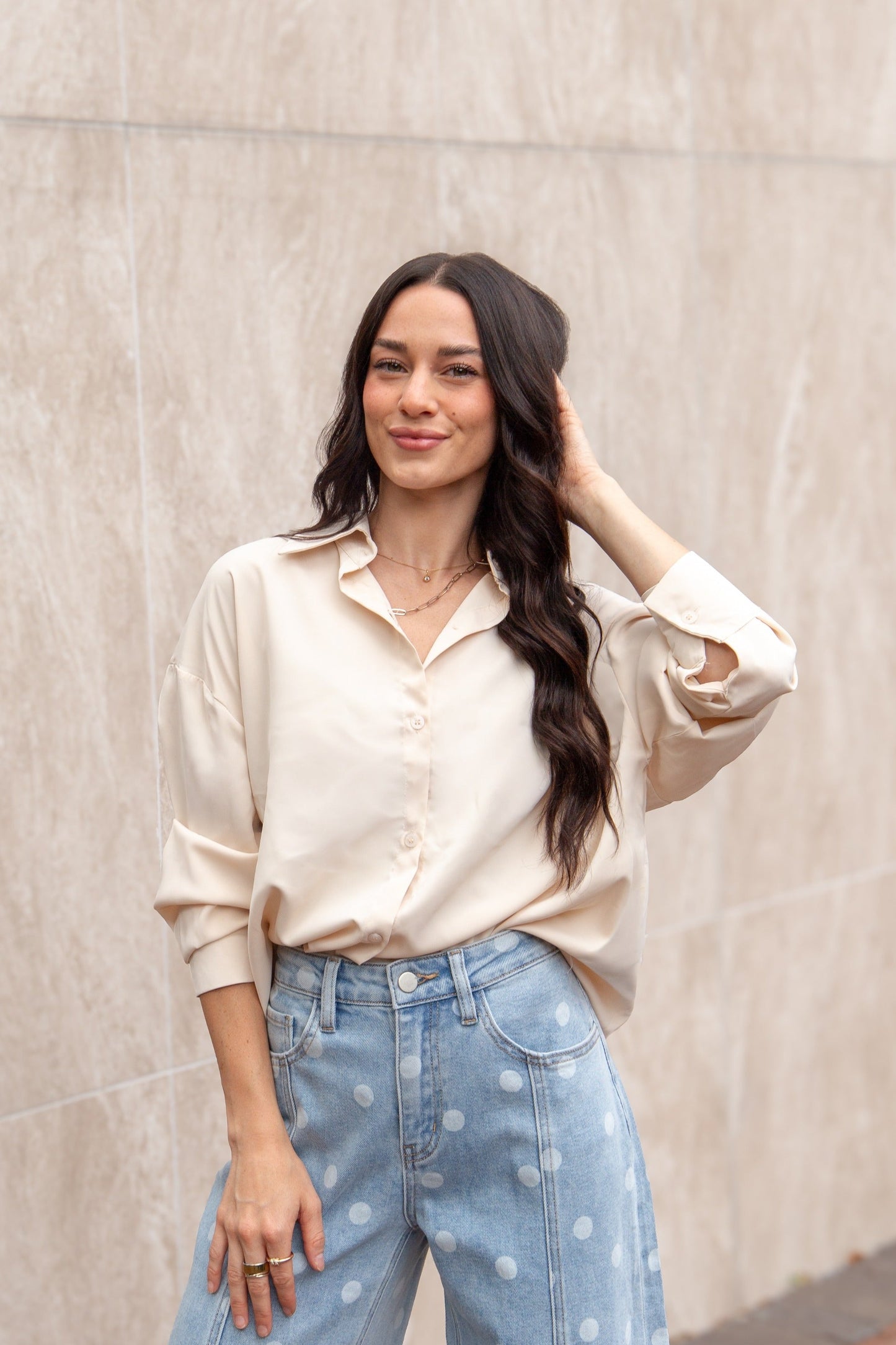Kathryn Classic Button-Up, Ivory