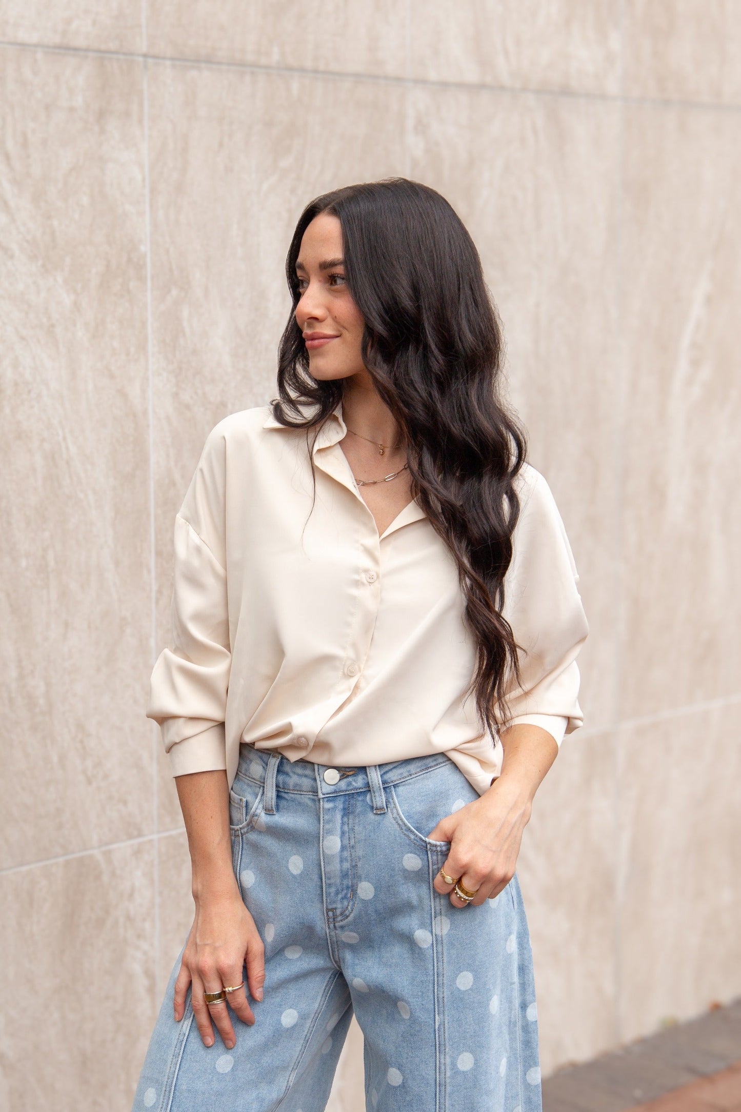 Kathryn Classic Button-Up, Ivory
