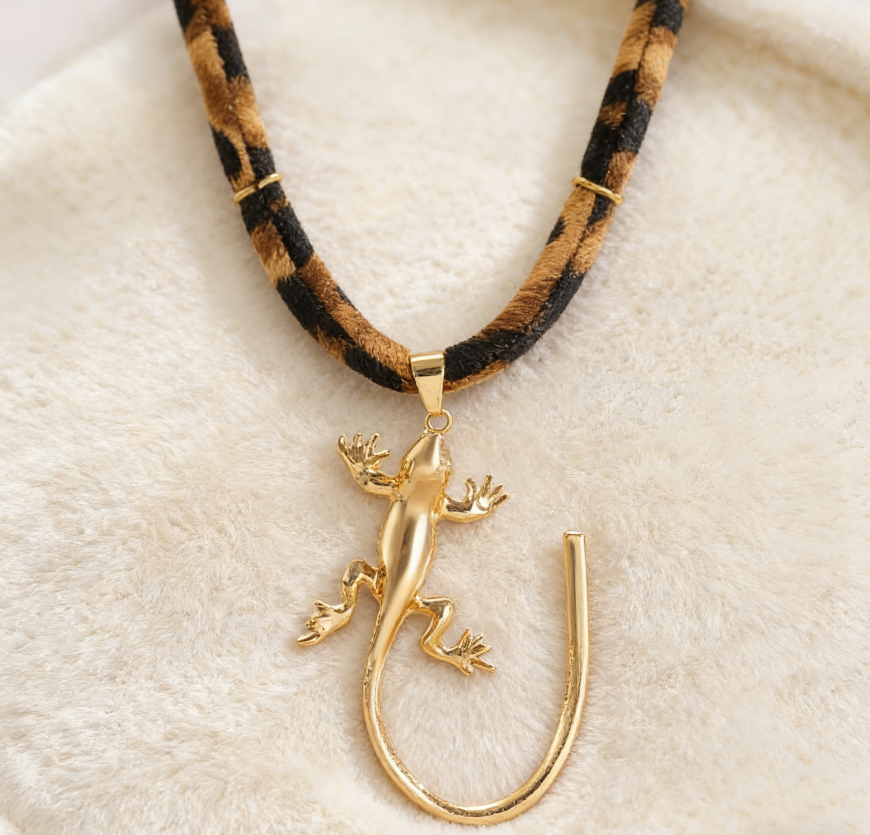 Leopard Print Ribbon Necklace