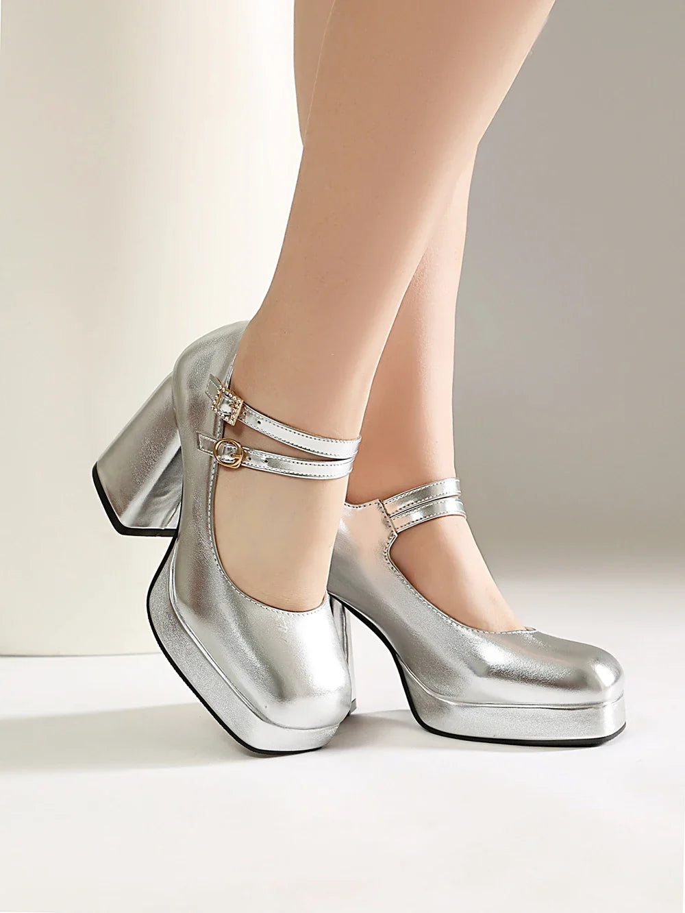 Platform Mary Jane Chunky Block High Heels