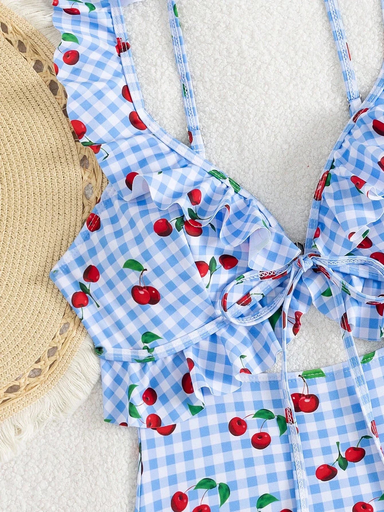 Vintage Pink Starberry Print One Piece Swimsuit