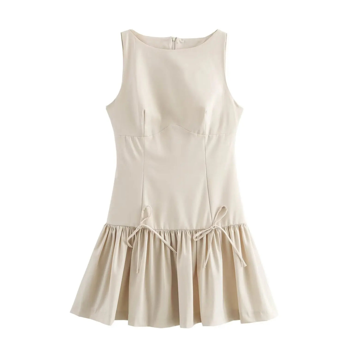 Bowknot Pleated Tank Short Dress
