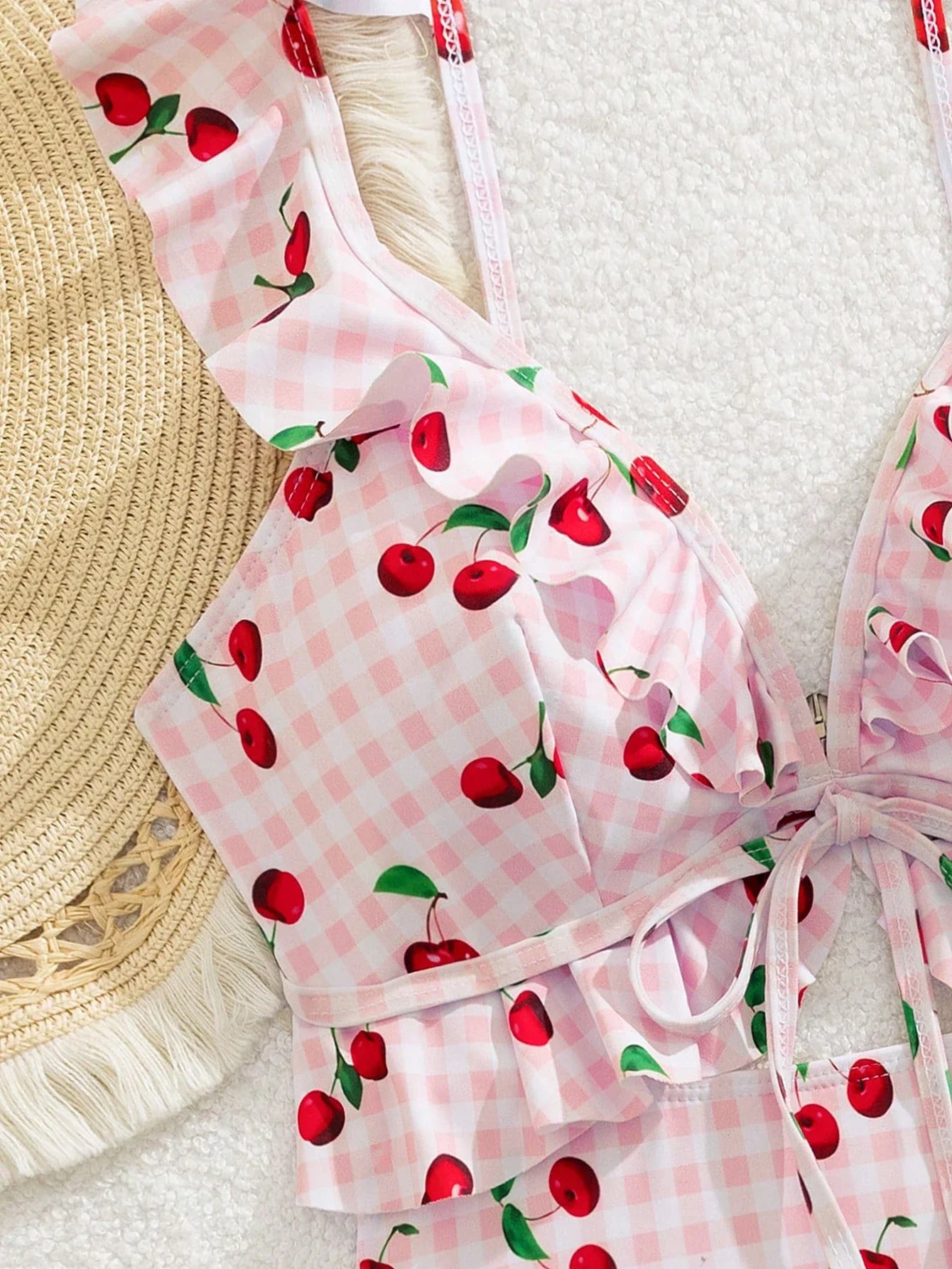 Vintage Pink Starberry Print One Piece Swimsuit