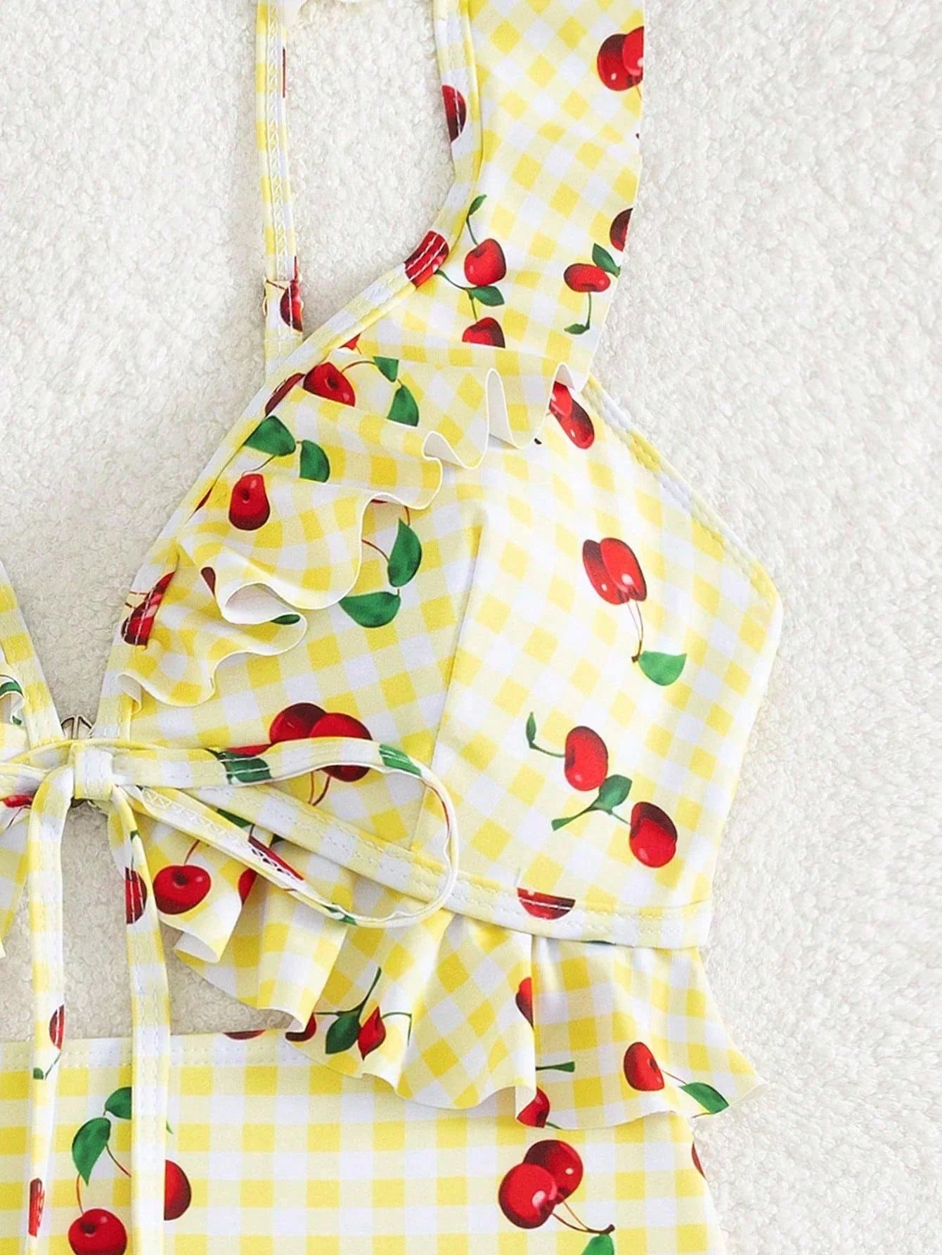 Vintage Pink Starberry Print One Piece Swimsuit