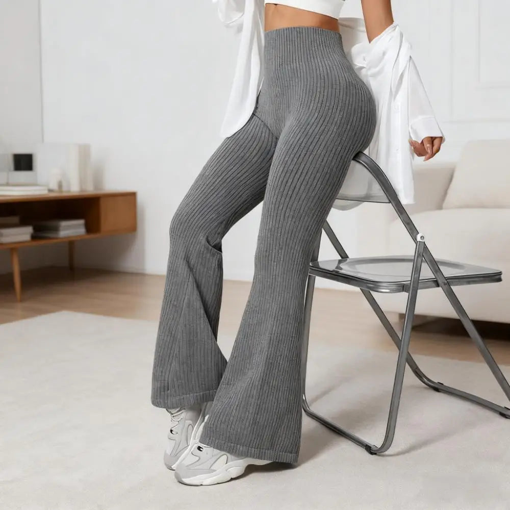 Seamless High-Waisted Flare Pants Tummy Control Slim-Fit