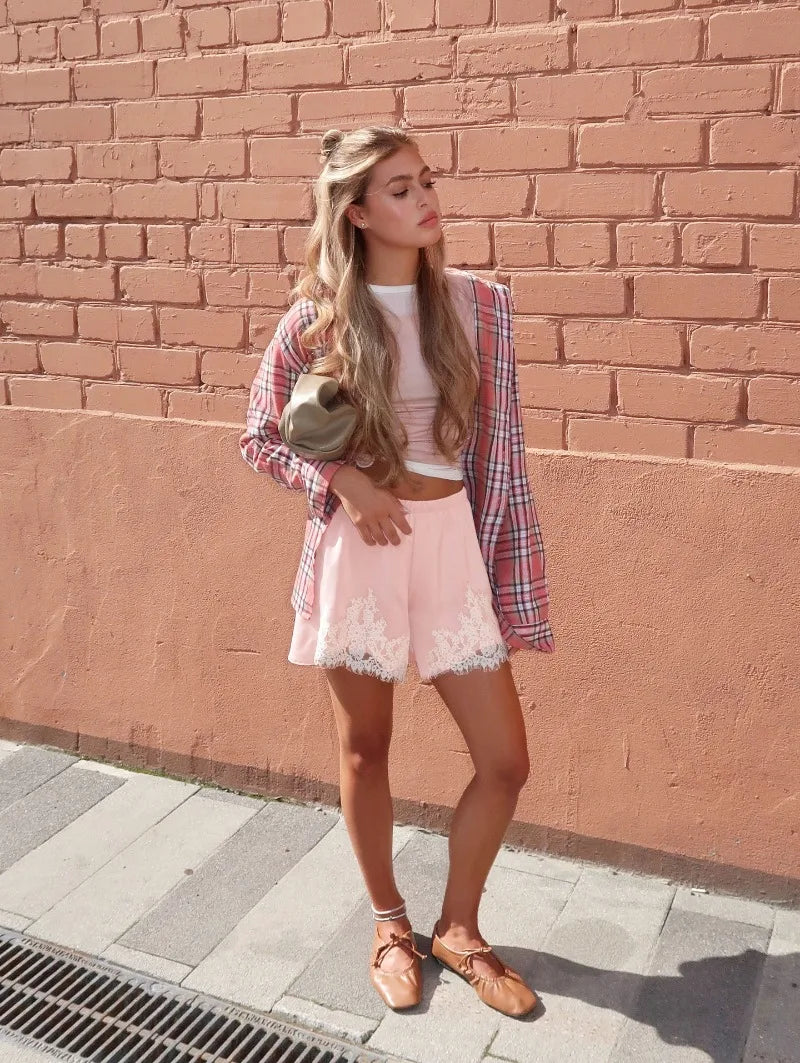 High Waist Satin Shorts