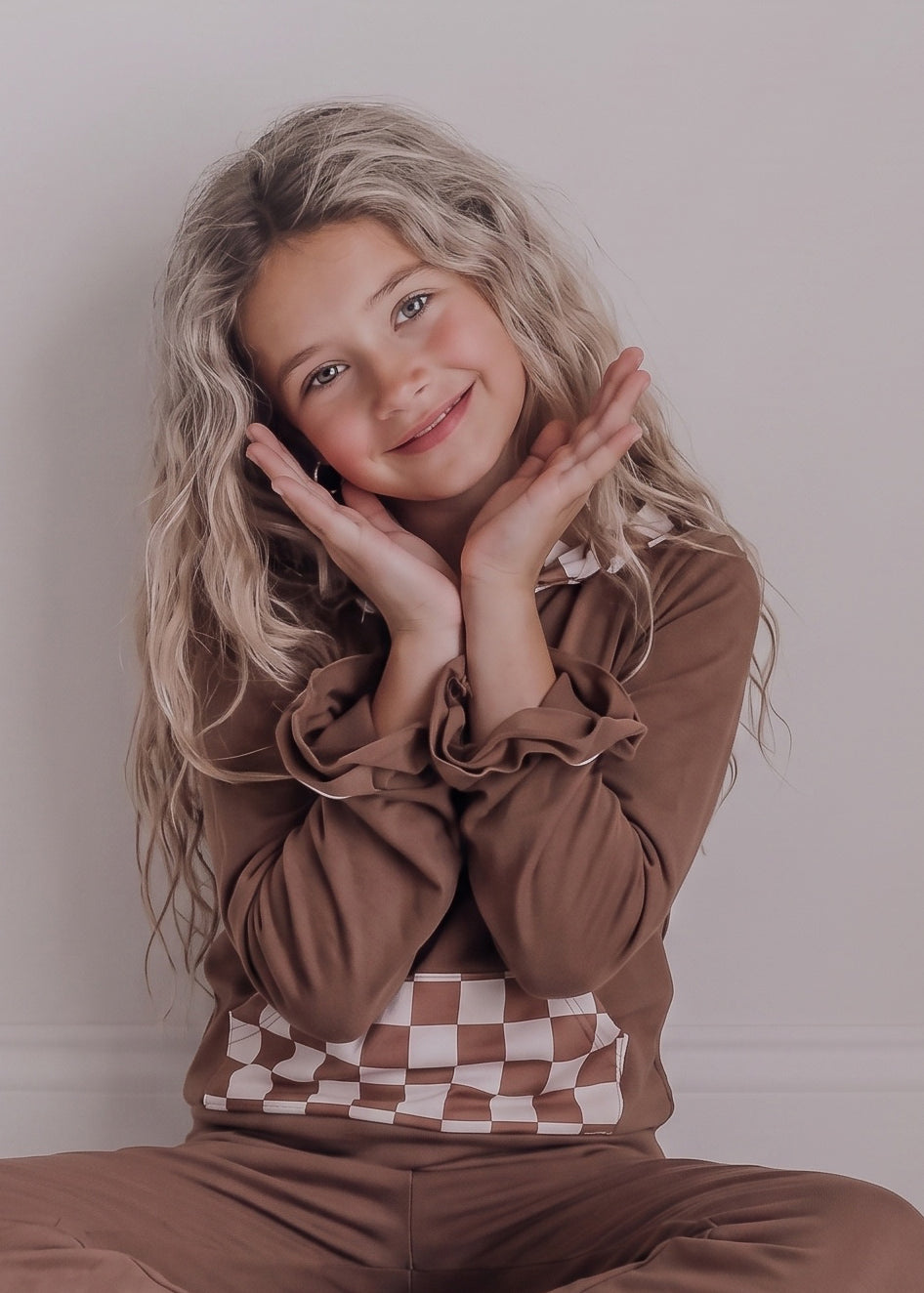 Chocolate Check Hooded Set