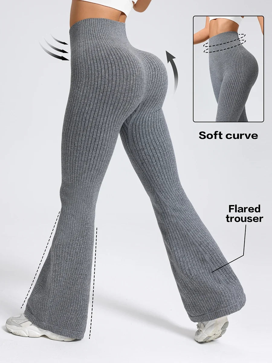 Seamless High-Waisted Flare Pants Tummy Control Slim-Fit