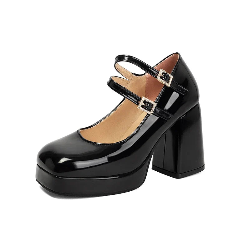 Platform Mary Jane Chunky Block High Heels