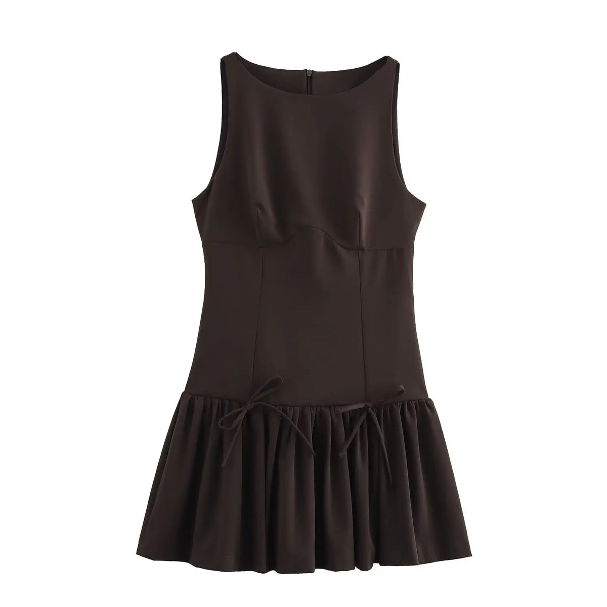 Bowknot Pleated Tank Short Dress