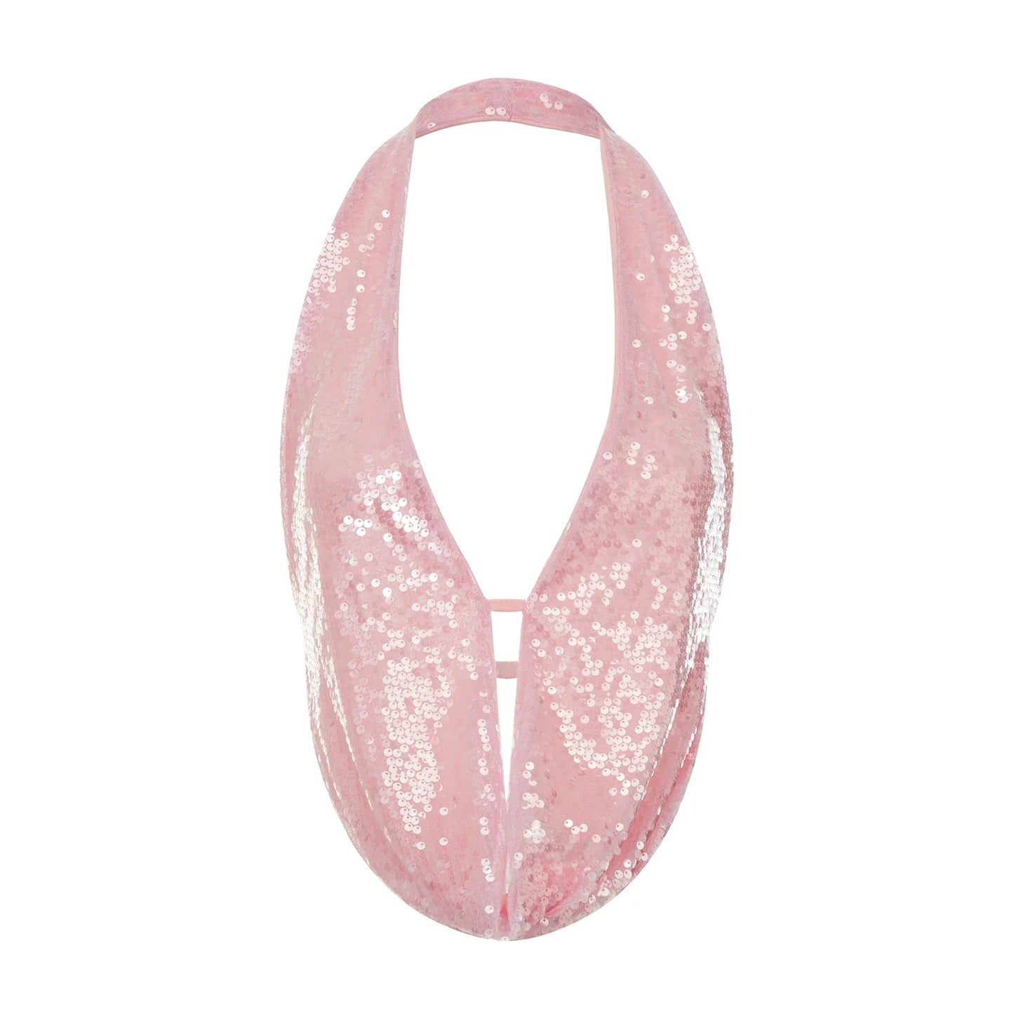 Sequins Backless Halter Neck Vests