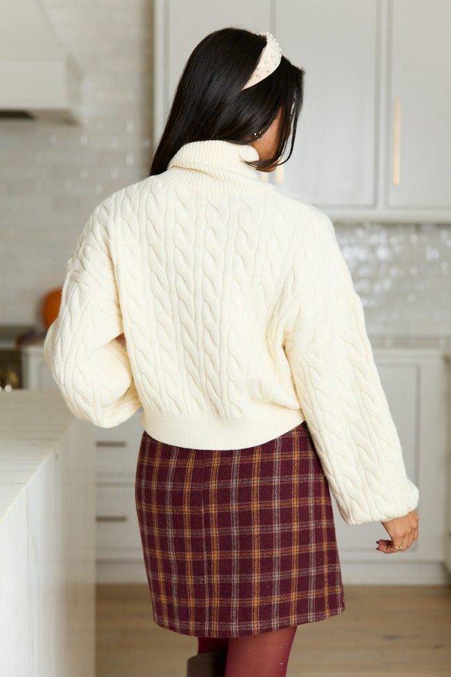 Feels Like Home Ivory Cable Knit Turtleneck Sweater