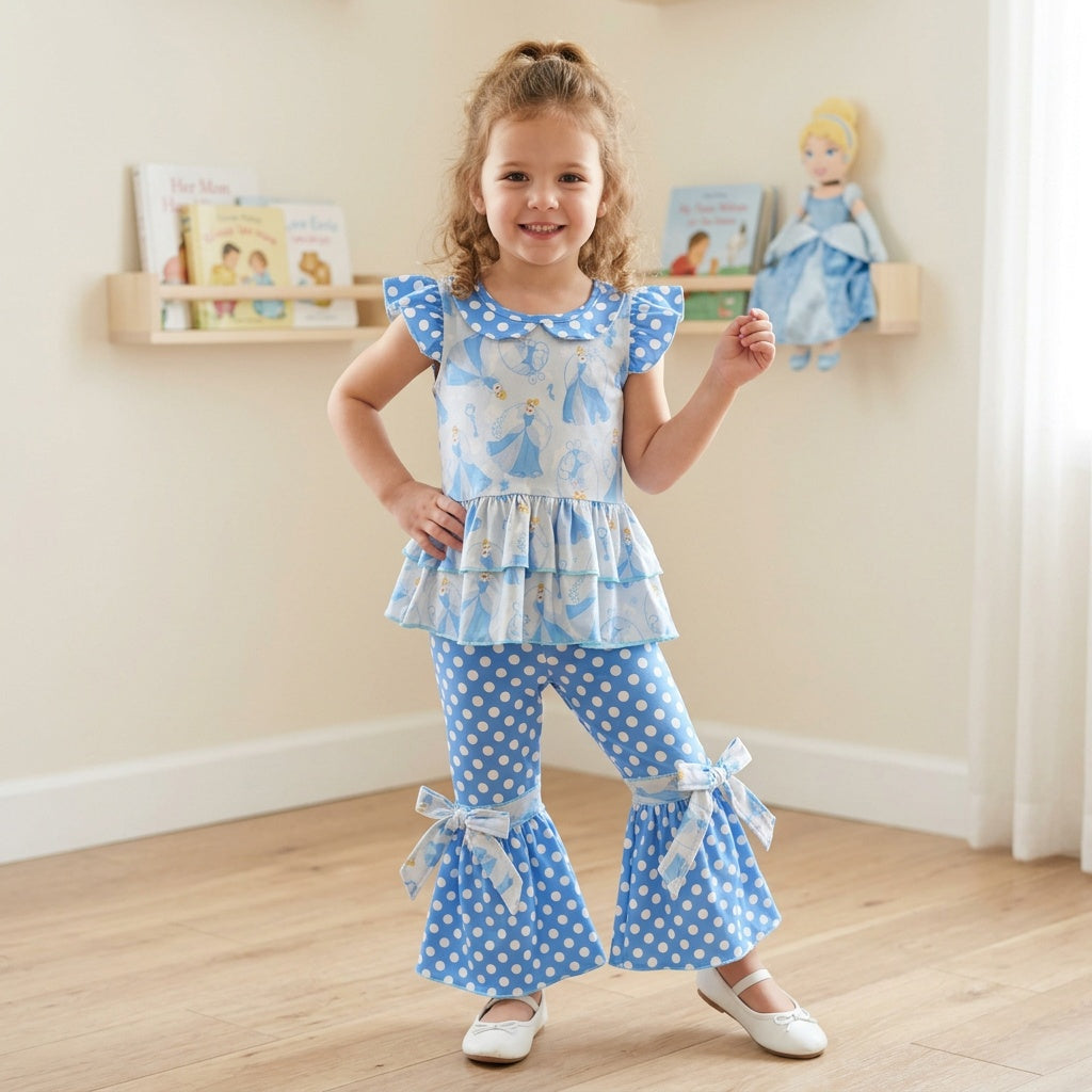 Princess ruffle shirt polka dots pants girls clothes