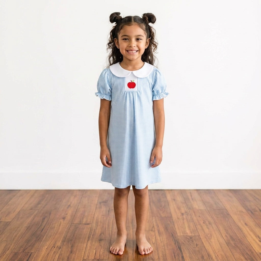 Blue Apple Smocked Dress