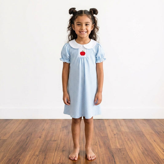 Blue Apple Smocked Dress