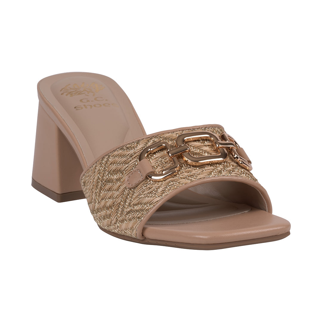 Wanda Nude Hardware Heeled Sandals