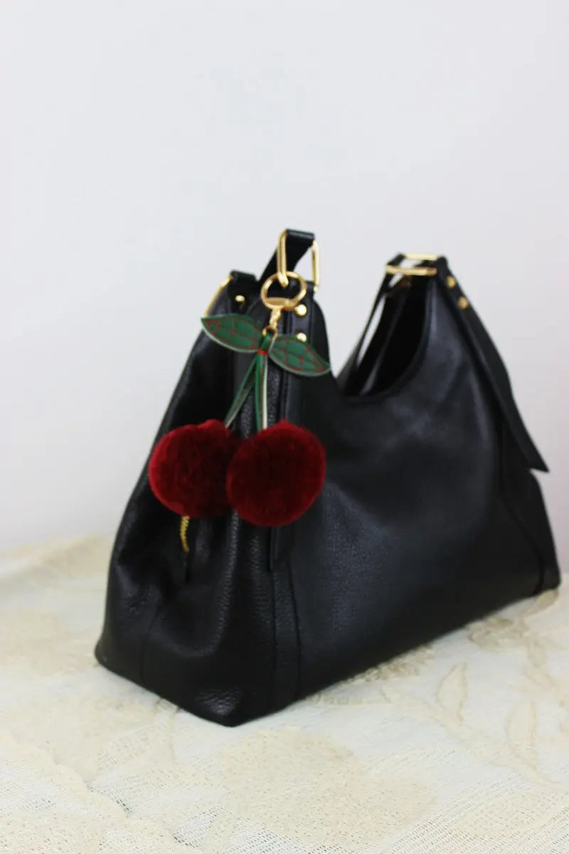 Luxury Rabbit Fur Cherry Charm – Plush Bag Pendant 🍒✨