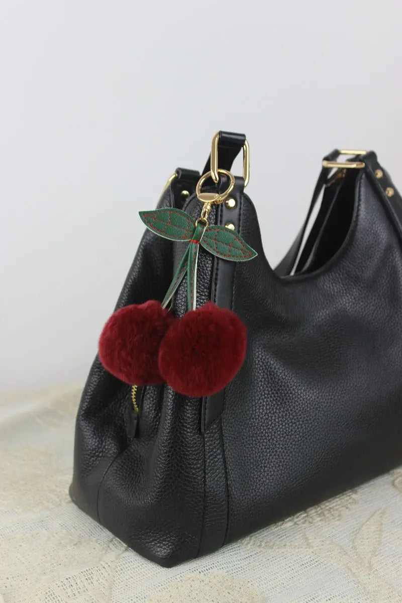 Luxury Rabbit Fur Cherry Charm – Plush Bag Pendant 🍒✨