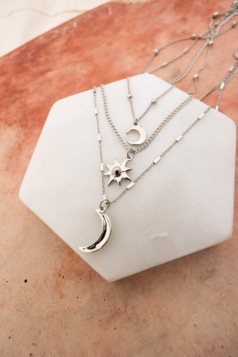 Celestial Layered Necklace - Moon and Star Charms 🌜✨ Leto Collection
