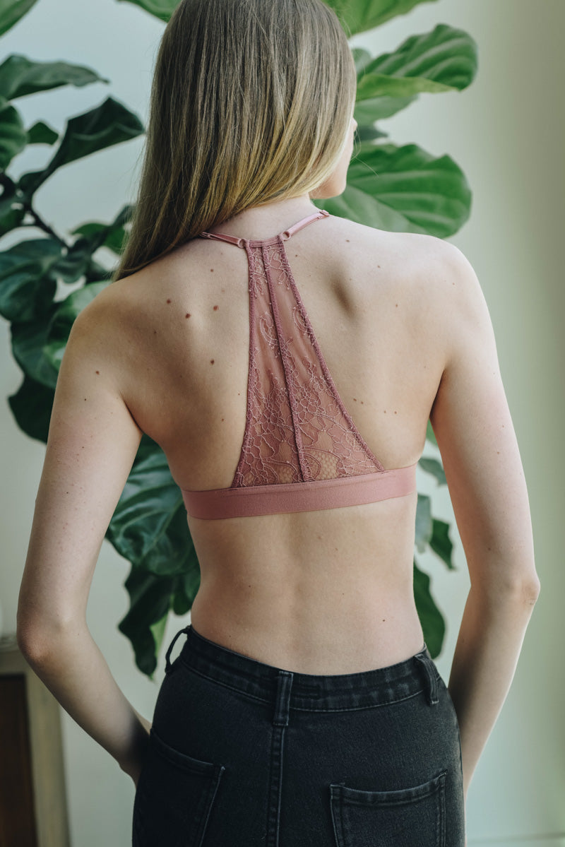 Delicate Sheer Lace Minimal Chantilly Triangle Bralette Leto Collection