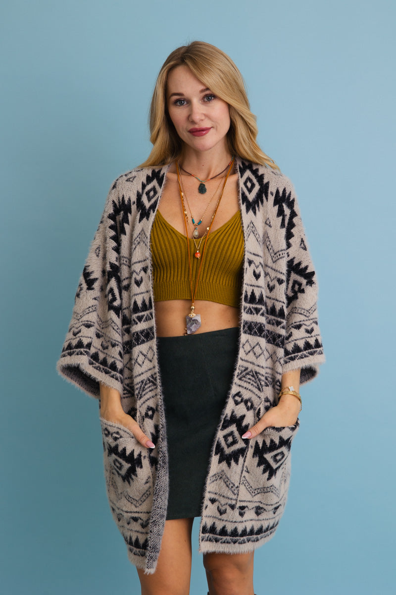 Aztec Soft Knit cardigan with Tribal Print - Western Vibe 🌵 Leto Collection