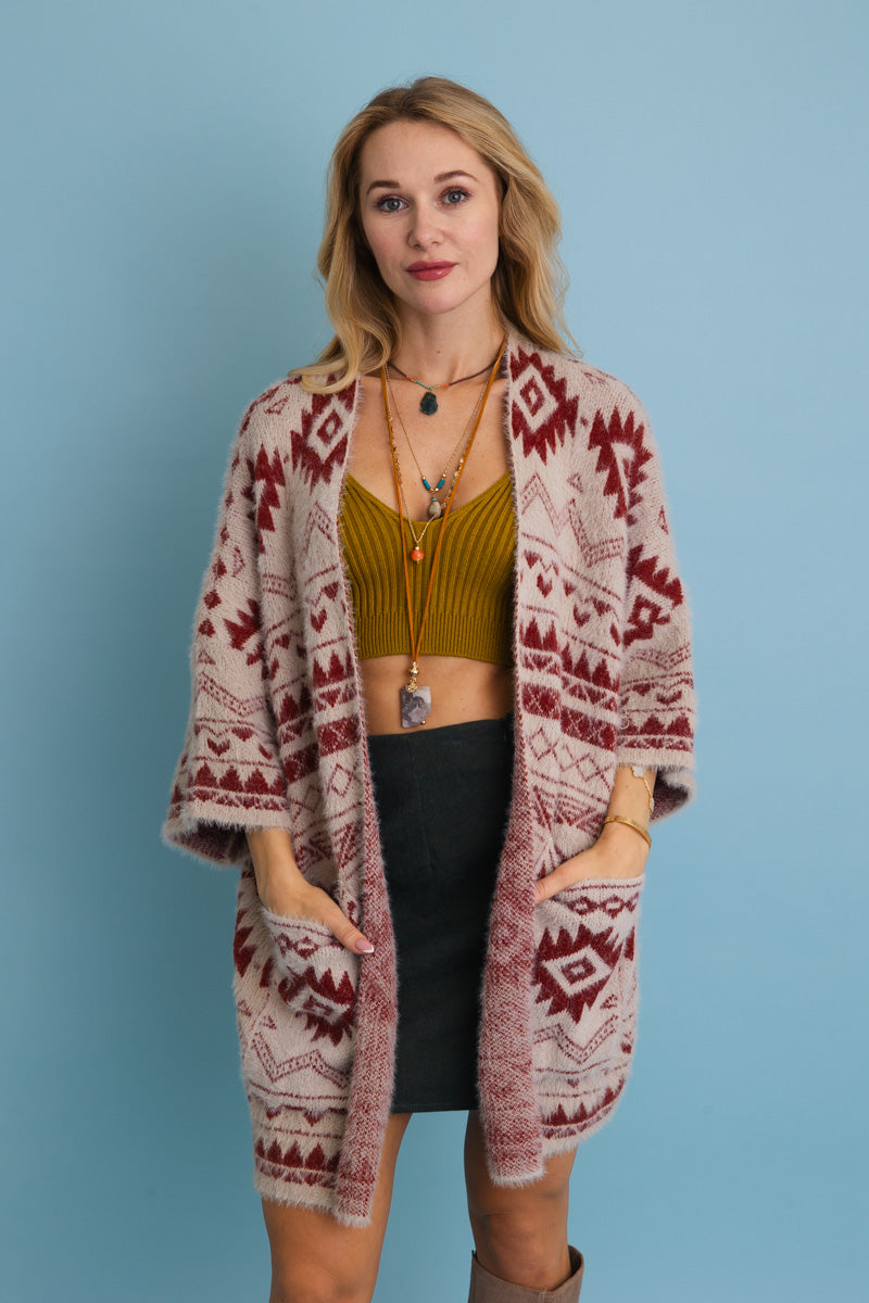Aztec Soft Knit cardigan with Tribal Print - Western Vibe 🌵 Leto Collection
