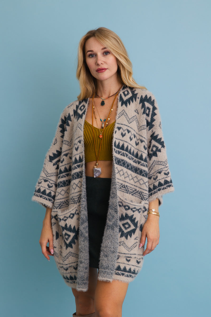 Aztec Soft Knit cardigan with Tribal Print - Western Vibe 🌵 Leto Collection