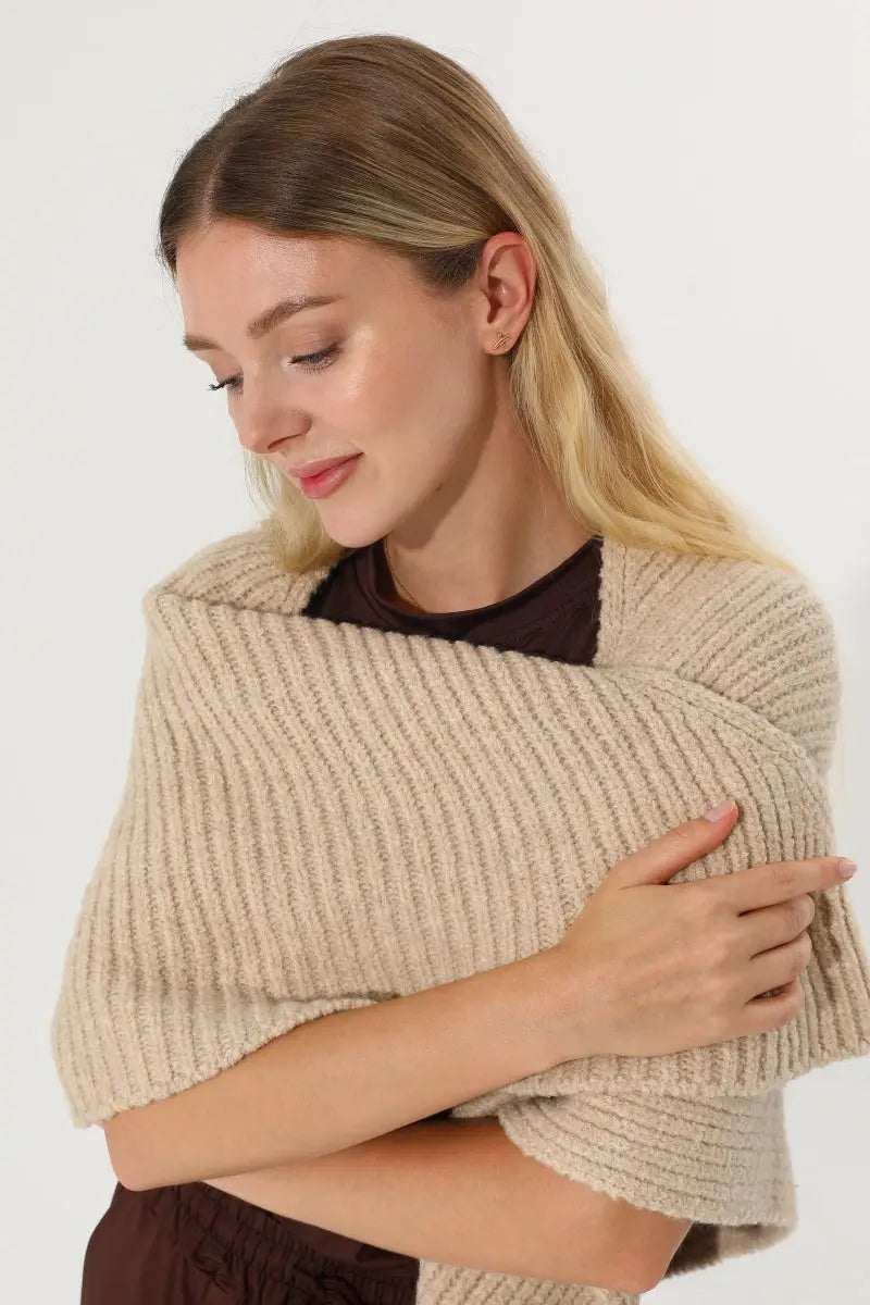 Multi‑Way Wear Ribbed Knit Warm Women Shawl Wrap Leto Collection
