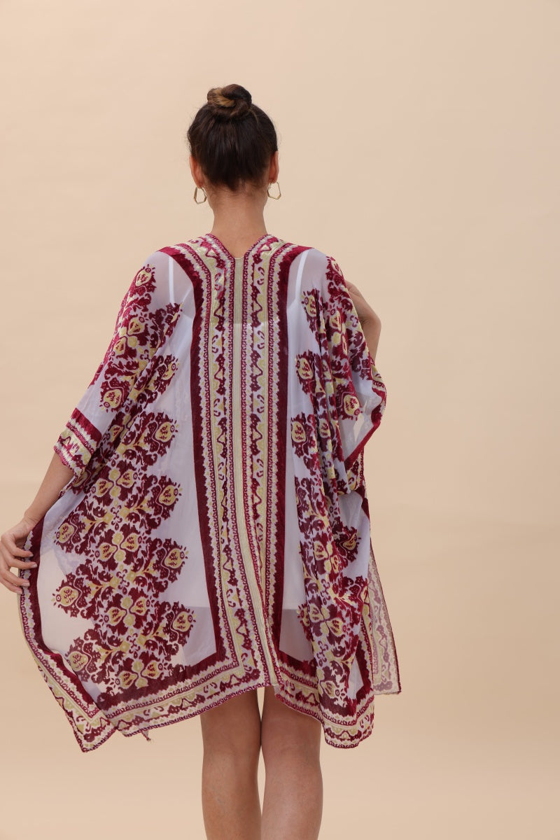 Opulent Velvet & Sheer Rose Kimono – Romantic Elegance🌹✨ Leto Collection