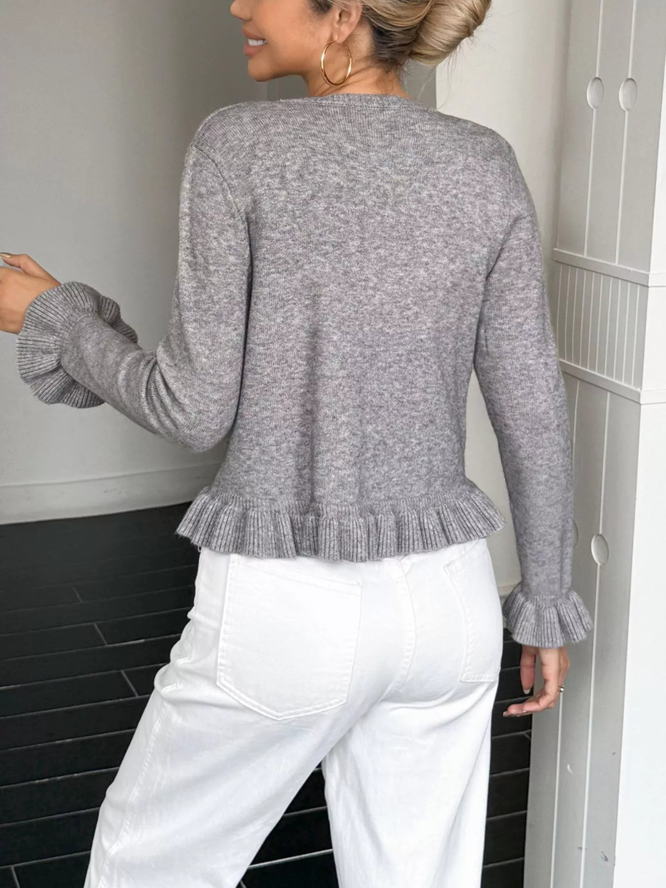 Lovely Ruffled Knit Cardigan