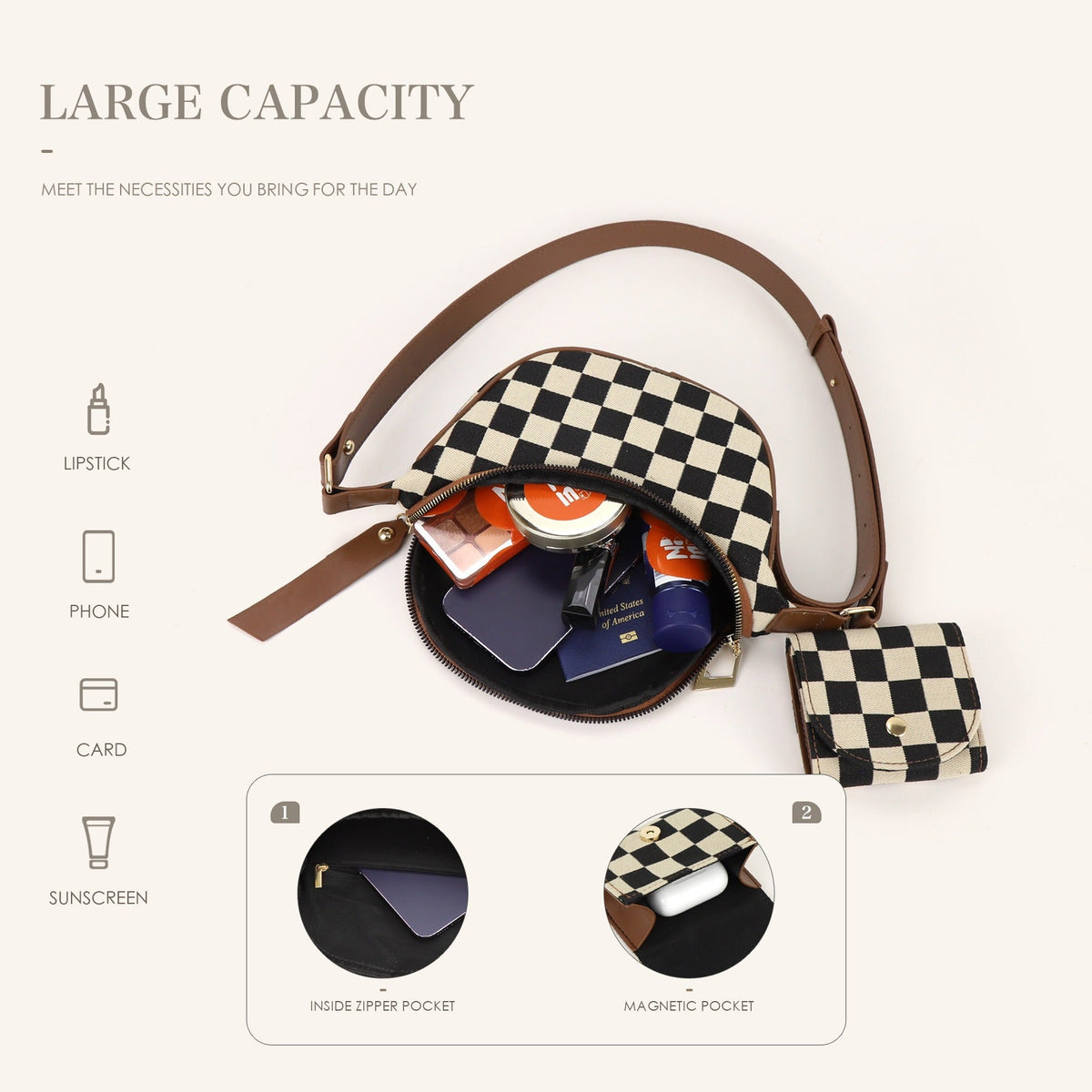 Checkerboard Chest Bag