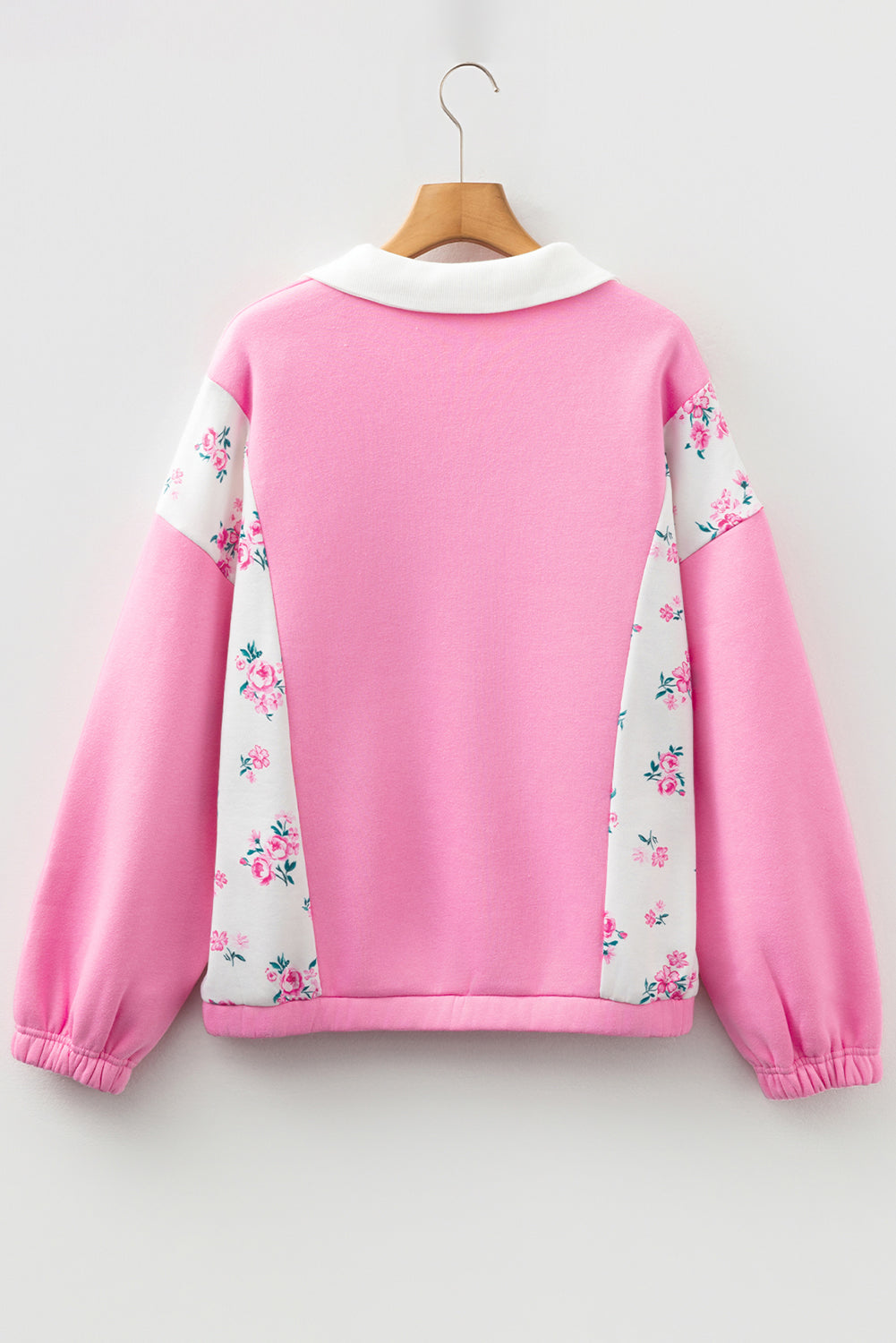 Colorblock Polo Floral Patchwork Pullover