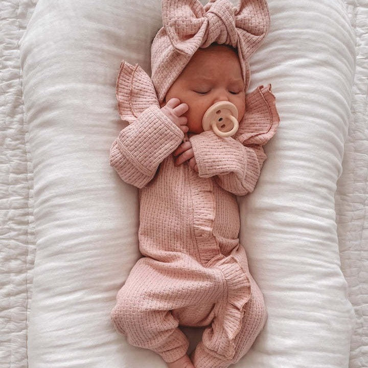Infant Bodysuit Long-sleeved Knitted Stretch Waffle Jumpsuit