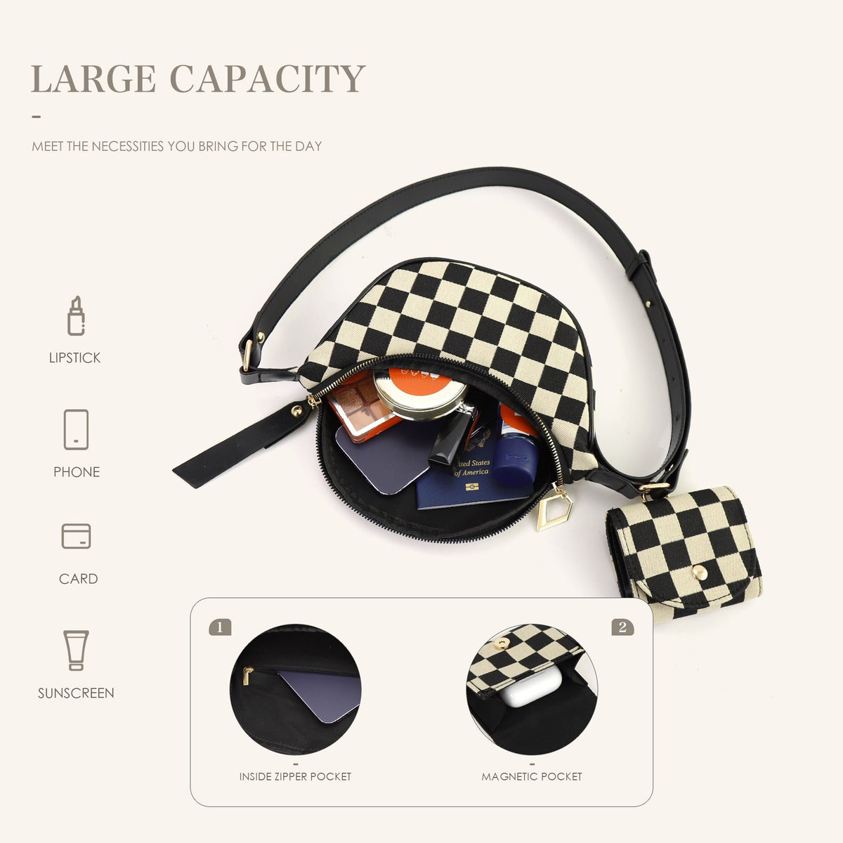 Checkerboard Chest Bag