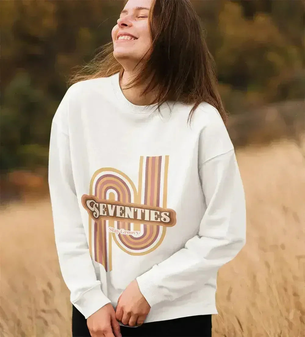 70's Retro Sweatshirt - Vintage Loose Fit Crewneck