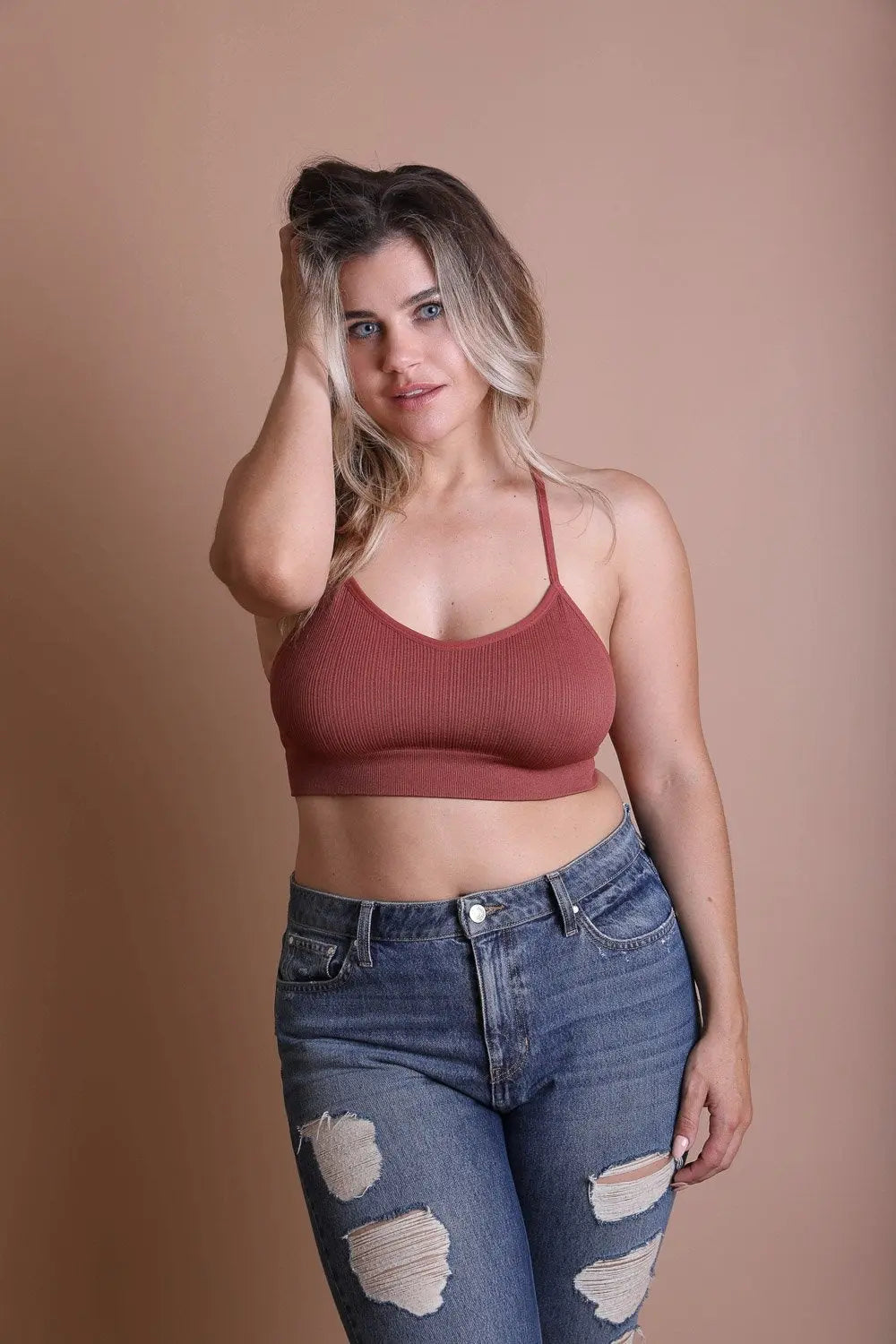 Tattoo Back Bralette – Seamless Design with Mesh Detail