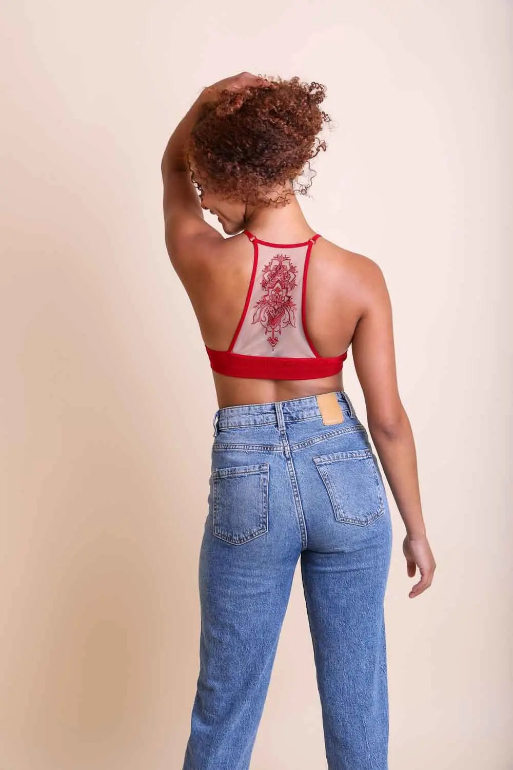 Tattoo Back Bralette – Seamless Design with Mesh Detail