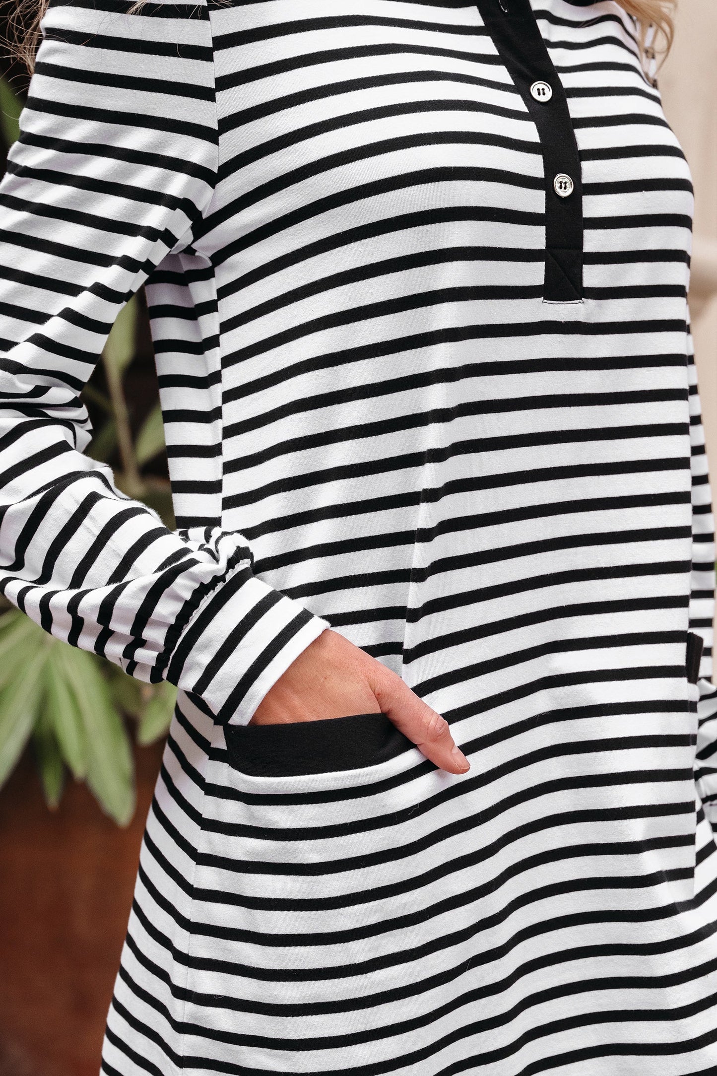 Collared Long Sleeve T Shirt Dress with Pockets