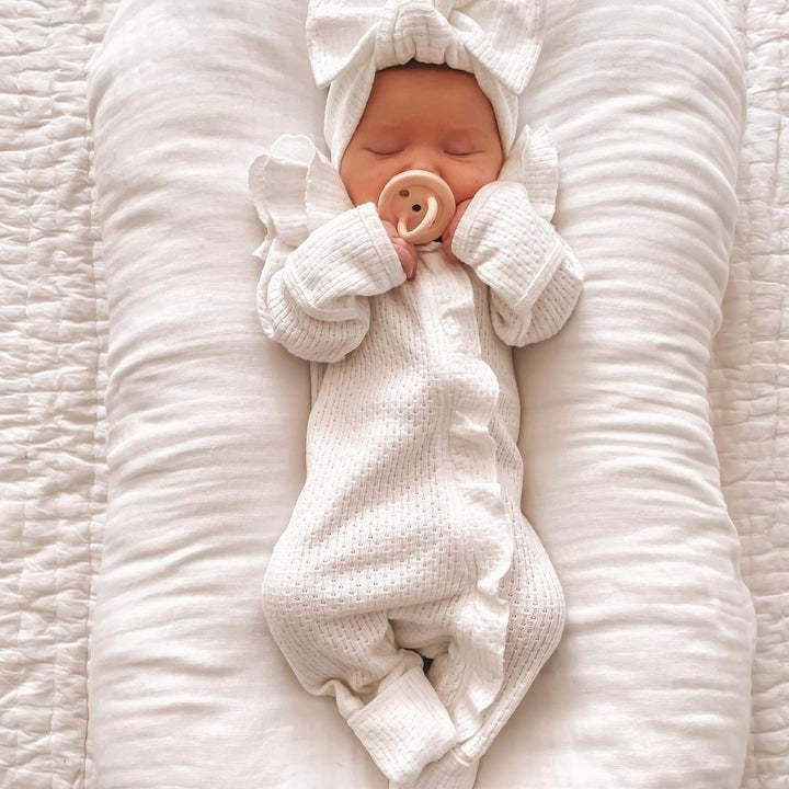 Infant Bodysuit Long-sleeved Knitted Stretch Waffle Jumpsuit