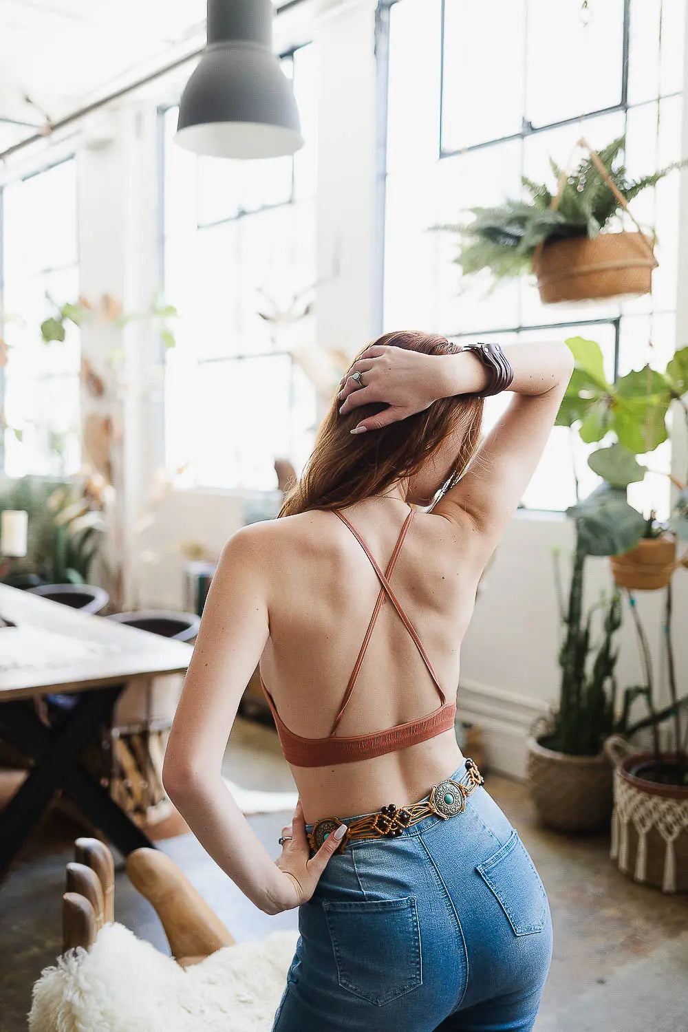 Crochet Lace High Neck Bralette – Halter Style with Cross-Back