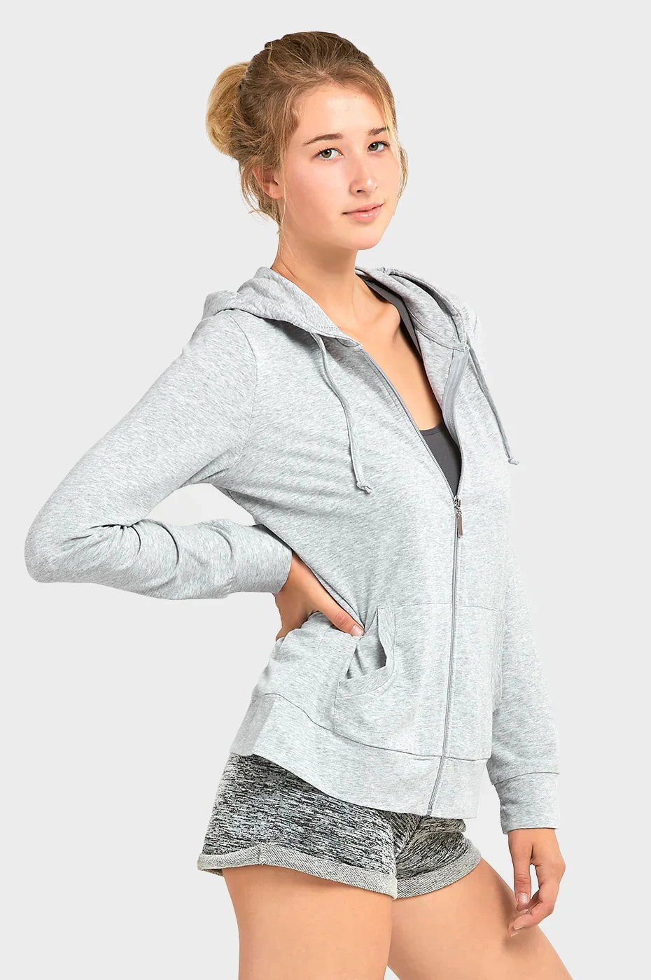 Sofra Ladies Single Jersey Zip-Up Hoodie Jacket