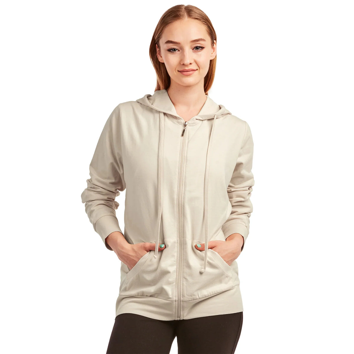 Sofra Ladies Single Jersey Zip-Up Hoodie Jacket