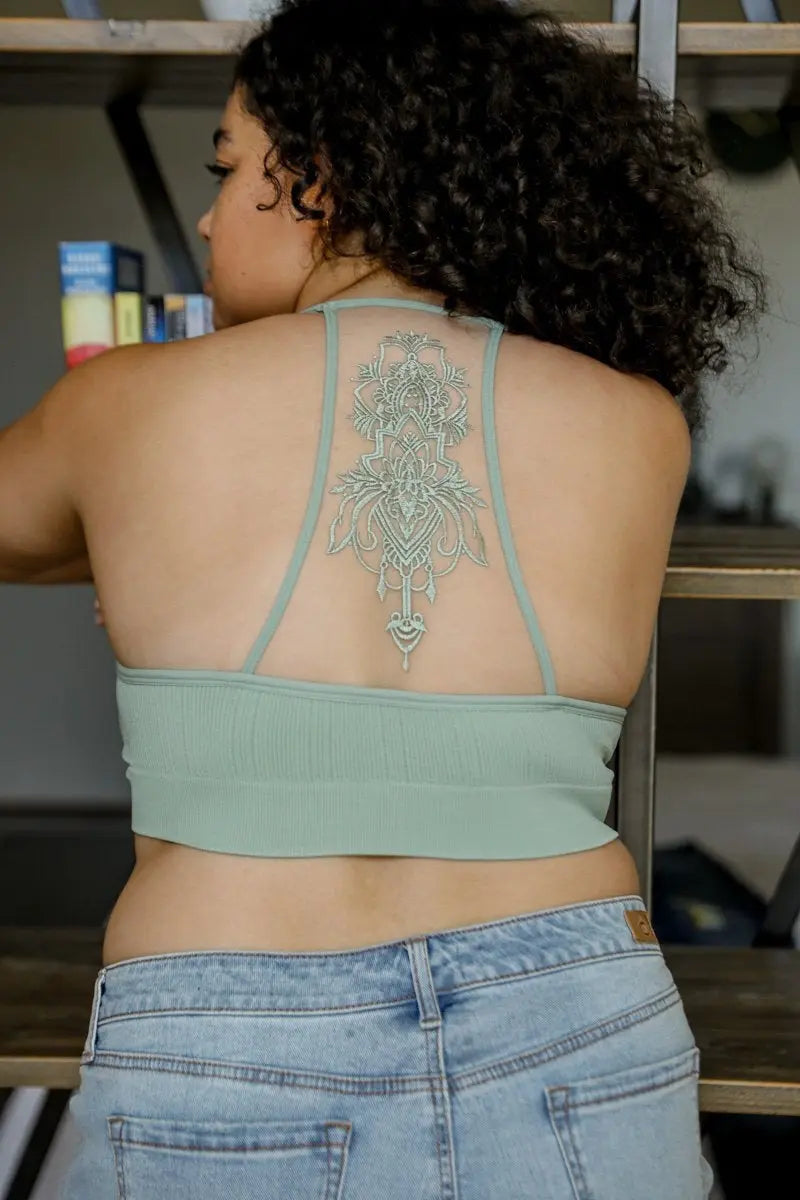 Tattoo Back Bralette – Seamless Design with Mesh Detail