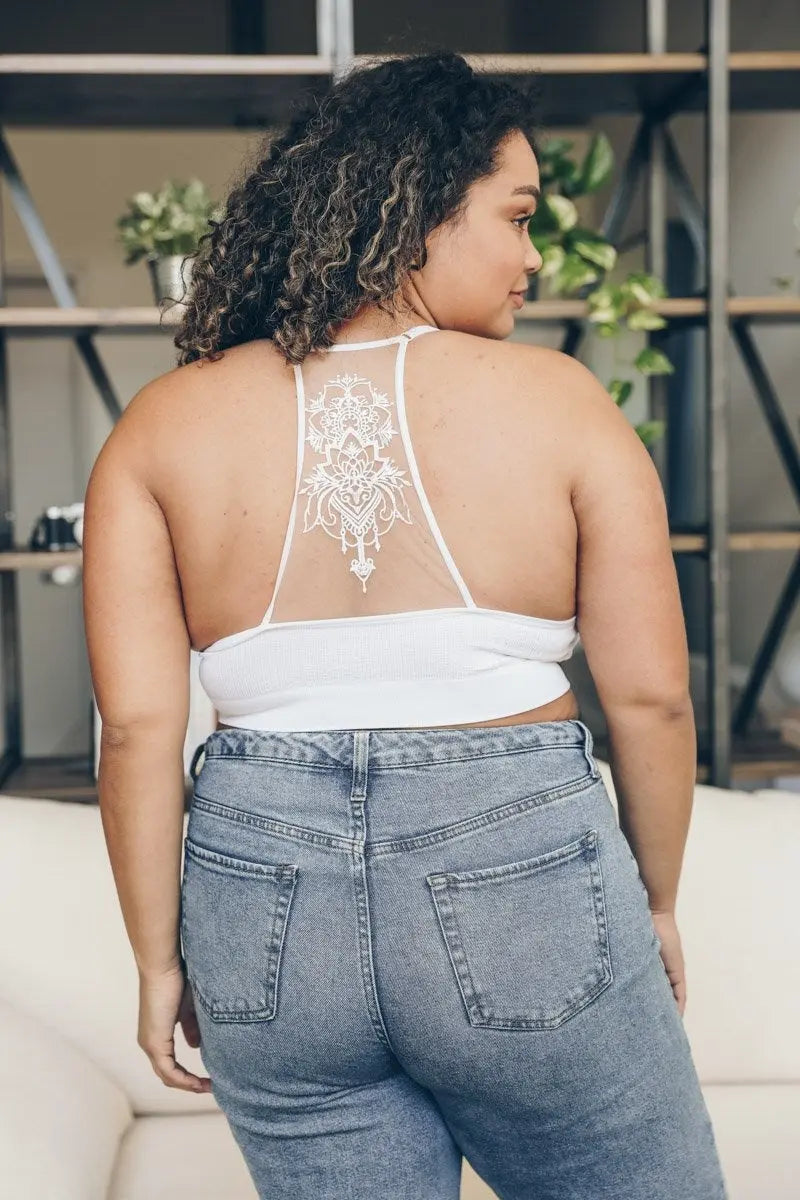 Tattoo Back Bralette – Seamless Design with Mesh Detail
