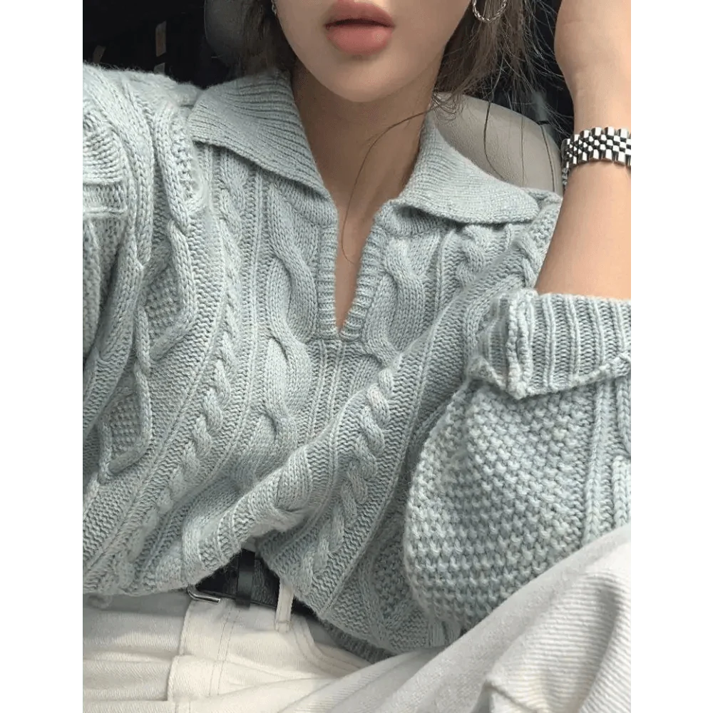 Autumn Turn-down Collar Sweater