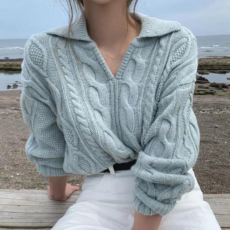 Autumn Turn-down Collar Sweater